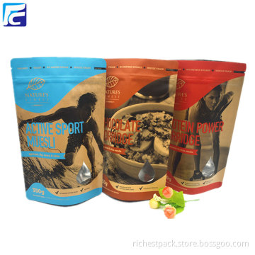 Recycled food kraft paper pouches with clear window
